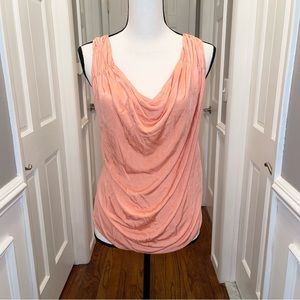 coral color nylon dressy criss cross tank top size small